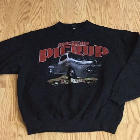 Vintage COVINGTON mens sweatshirt in size large black with truck graphics - Picture 3 of 9